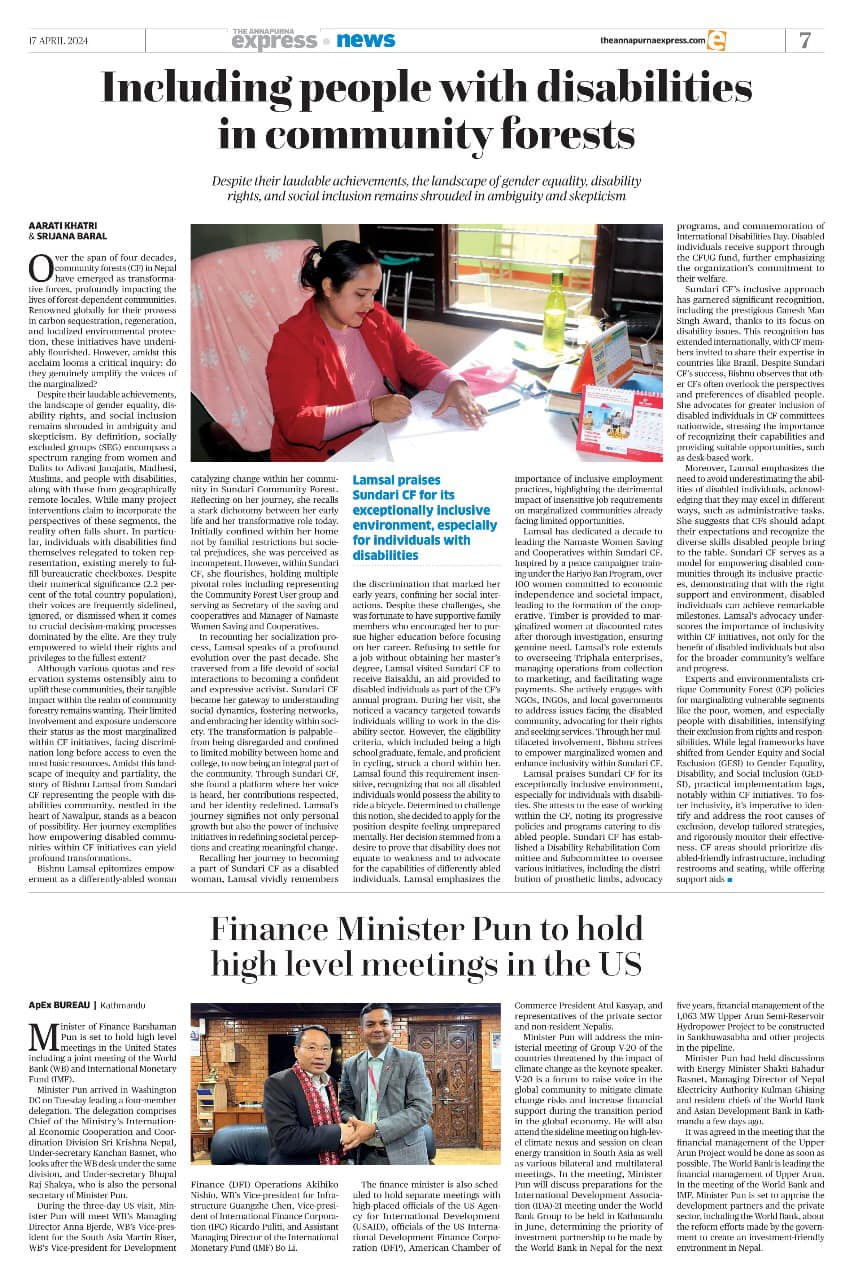 You are currently viewing Including People With Disability in Community Forests / The Annapurna Express