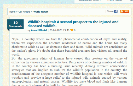 Wildlife hospital: A second prospect to the injured and diseased wildlife.