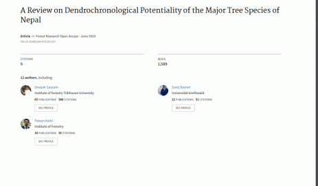 A Review on Dendrochronological Potentiality of the Major Tree Species of Nepal.