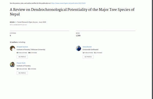 A Review on Dendrochronological Potentiality of the Major Tree Species of Nepal.