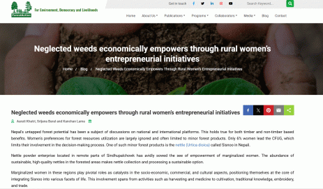 Neglected Weeds Economically Empowers Through Rural Women’s Entrepreneurial Initiatives.