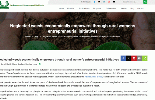Neglected Weeds Economically Empowers Through Rural Women’s Entrepreneurial Initiatives.